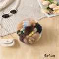 Colorful plush pom pom ball cat toy DIY hanging ornament colorful fuzzy ball 4x4cm - S / Khaki