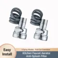 Kitchen faucet extender water filter splash-proof aerator 2pcs set with telescopic hose. - Pull-Out Faucet Sprayer (3-Mode) [2 Pack]
