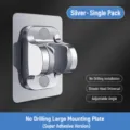 Silver shower head holder, punch-free adjustable bathroom shower nozzle mount single pack. - Simple Punch-Free Holder / Silver