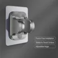 Punch-Free Shower Head Holder Adjustable Shower Bracket Gun Grey Single Pack Standard - Simple Punch-Free Holder / Gray