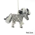 Cute wool felt zebra animal pendant, handmade hanging ornament for bag and home decoration. - Zebra