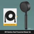 Set doccetta a mano in acciaio inossidabile nero con tubo flessibile per il bagno. - Set Doccia con Tubo da 2m / Nero