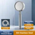Set soffione doccia in acciaio inossidabile, doccetta ad alta pressione con flessibile. - Set Doccia con Tubo da 2m / Argento