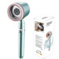 Handheld turbocharged shower head with massage brush and stop button for bathroom use. - Soft Brush Pressurized Shower Head (Color Boxed) / Premium Green