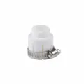 Universal faucet adapter extension, white plastic body with metal clamp for easy installation. - White Universal Connector