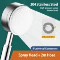 304 Stainless Steel Shower Head Set High Pressure Handheld Bathroom Showerhose 4-Point - 304 Stainless Steel Shower Head with 2m Hose