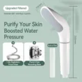 Handheld pressurized shower head set with water filter, 1.5m hose and punch-free base. - Snake-Head Shower Head with 1.5m Hose & Bracket