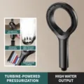 Matte black ring shower head with turbocharged pressure boosting and large water output. - Annular Shower Head / Black