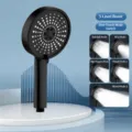 Handheld 5-Mode High Pressure Shower Head Matte Black Bathroom Spray Showerhead - 12.5cm Large Panel Shower Head (Black)