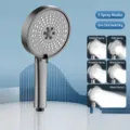 Gun grey handheld shower head, 5-mode pressure shower head with large panel and paddle switch. - 12.5cm Large Panel Shower Head (Gray)