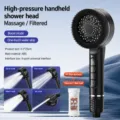Hochdruck Handbrause mit Filter, ABS Material, Mehrfach Modus Badezimmer Duschkopf. - Eingebautes Filterelement Vier-Tasten Neuer Duschkopf / Schwarz