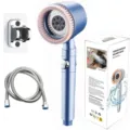 Σετ κεφαλής ντους turbo με βούρτσα μασάζ, εύκαμπτο σωλήνα και πρακτική επιτοίχια βάση. - Кеφαλή Nτους + Сωλήνας 1.5М + Вάση (Куτί Chρώματος) / Premium Μπλε