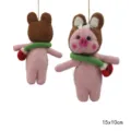 Handmade wool felt cute animal plush doll hanging ornament backpack charm 15x10cm - Pig with Crossbody Bag