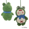 Cute wool felt frog pendant variant, green handmade plush hanging doll ornament for bags and keys. - Frog