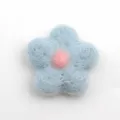 Wool felt flower DIY hair accessory handmade small five petal floral patch blue pink craft. - Blue