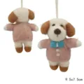 Cute wool felt puppy hanging ornament cute cartoon dog doll for home decor and kids room. - Dog in Pink Sweater