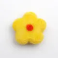 Handmade wool felt flower DIY hair accessory, flat small five-petal floral applique. - Yellow
