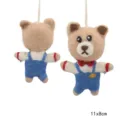 Handmade wool felt bear pendant cute cartoon doll bag keychain hanging decoration accessory - Overalls Bear