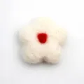 Wool felt five-petal flower white with red center DIY craft hair accessory small part - White