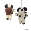 Handmade felt dog hanging ornament cute cartoon puppy plush toy with backpack 9x7cm - Backpack Dalmatian