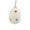Easter wool felt egg hanging ornament with colorful dots, handmade DIY holiday decoration. - Dotted - White