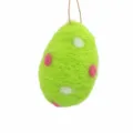 Handmade wool felt Easter egg hanging ornament with colorful dots for holiday decoration. - Polka Dots (Green)