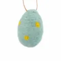 Wool felt Easter egg hanging ornament, light blue with yellow spots, perfect festive decor. - Dotted - Blue