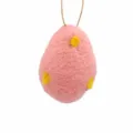 Easter egg hanging decoration, pink wool felt foam egg with yellow spots for holiday party. - Dotted - Pink