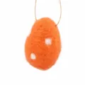 Orange Wool Felt Easter Egg Pendant with White Spots Hanging DIY Holiday Tree Ornament 1pc - Polka Dots - Orange