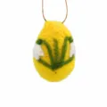 Handmade wool felt Easter egg hanging ornament with cute spring floral design for holiday decor. - Flower - Yellow