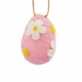Handmade felt Easter egg hanging ornament with cute floral decor, perfect for spring party props. - Five-Petal Flower - Pink