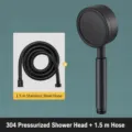Set doccia pressurizzato in acciaio inossidabile 304 nero con tubo flessibile da 1.5m. - Set Doccia con Tubo da 1.5m / Nero