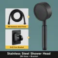 Set doccetta a mano nera in acciaio inox 304 con tubo flessibile da 2m e supporto per bagno. - Set Doccia con Tubo da 2m e Supporto / Nero