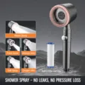 High-pressure handheld shower head with filter and massage brush, multi-mode spray. - Soft Brush Pressurized Shower Head / Premium Grey