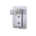 Verstellbarer, bohrfreier Duschkopfhalter mit Doppelhaken, silberne Bad-Halterung. - Lochfrei mit Haken / Silber
