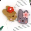 Cute felt rabbit hair clip accessories DIY craft materials with colorful flowers for kids. - Little Rabbit / Turmeric