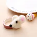 Cute wool felt mouse DIY brooch accessory cartoon animal plush charm for clothing decoration - White