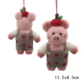 Felt animal pendant cute cartoon doll backpack charm home bedside hanging decoration ornament - Apple Pig in Overalls