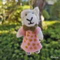 Handmade wool felt sheep hanging ornament cute plush animal bag charm decor gift 10x6cm - Fruit Lamb [Strawberry]