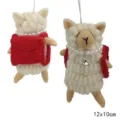 Handcrafted wool felt sheep plush pendant cute animal backpack charm home decoration gift - Lamb with Backpack