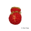 Red crochet money bag charm with gold trim and yen symbol embroidery, 3.5x4.5cm craft decor. - Gift Box