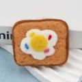 Felt Toast Fried Egg Brooch Cute Food Cartoon Craft Accessory Pin White Yellow Multicolored - Fried Egg Toast