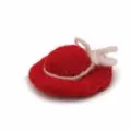 Mini cappello in feltro di lana rosso per bambole, grazioso fiocco clip decorazione fai da te. - Rosso