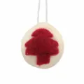 Wool felt ball Christmas tree hanging pendant 5cm round ball holiday party decorative accessory. - Christmas Tree / White