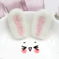 Wollen vilt konijnenoren DIY haarclip accessoires schattig pluche konijn materiaal - Zacht off-white