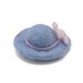 Mini cappello in feltro di lana bambola accessorio blu carino cappello decorativo 5x5cm - Blu