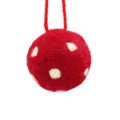 5cm Palla di Feltro di Lana Rossa Pendente Albero di Natale Ornamento Pois Decor. - Pois / Rosso