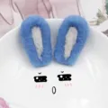 Blauwe wolvilt konijnenoren DIY haarspeld accessoires, schattige pluche decoraties voor hoeden. - Saffierblauw