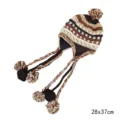 Gorro peruano de lana hecho a mano con patrones étnicos, orejeras y pompones bonitos. - Estilo trenzado 3