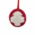 Ciondolo a sfera in feltro di lana rossa da 5 cm con motivo ad albero di Natale - Albero di Natale / Rosso